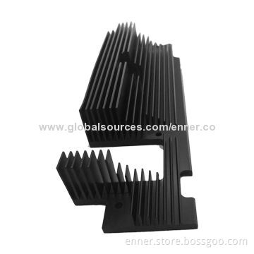 168 x 53.06 x 25.2mm Black Anodized Extruded Aluminum Heat-sink, OEM/ODM Services Welcomed